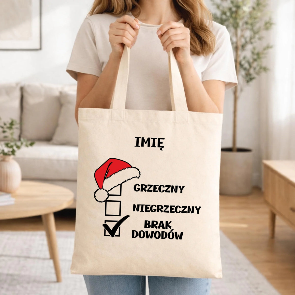 Torba świąteczna - Grzeczny niegrzeczny brak dowodów - personalizowana BN99