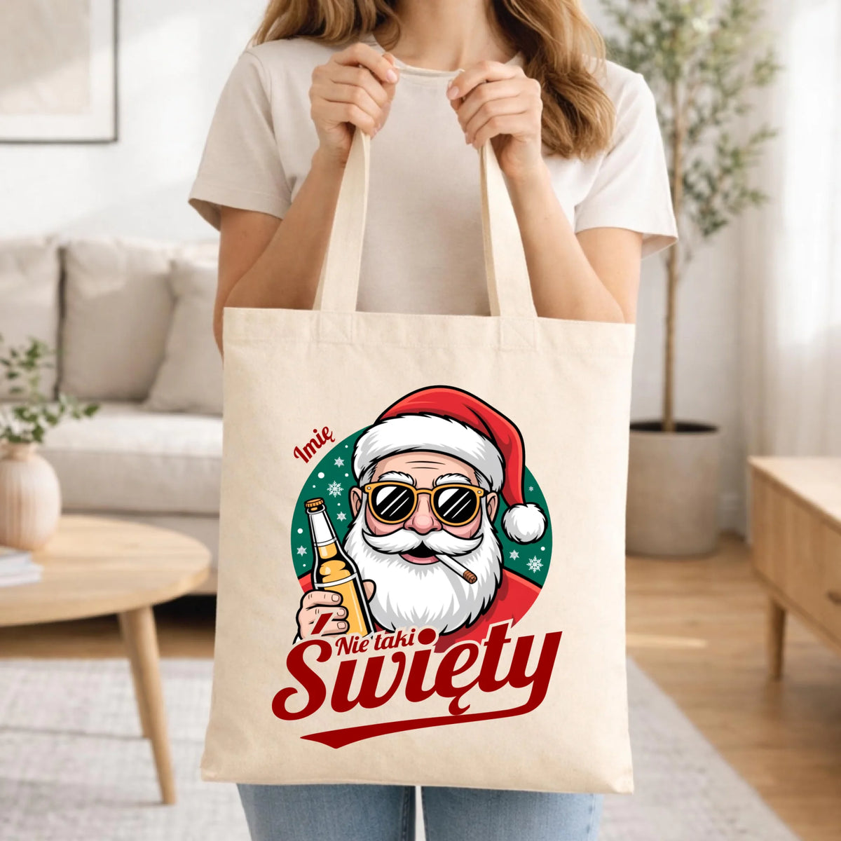 Torba świąteczna - Mikołaj nie taki święty - personalizowana BN80