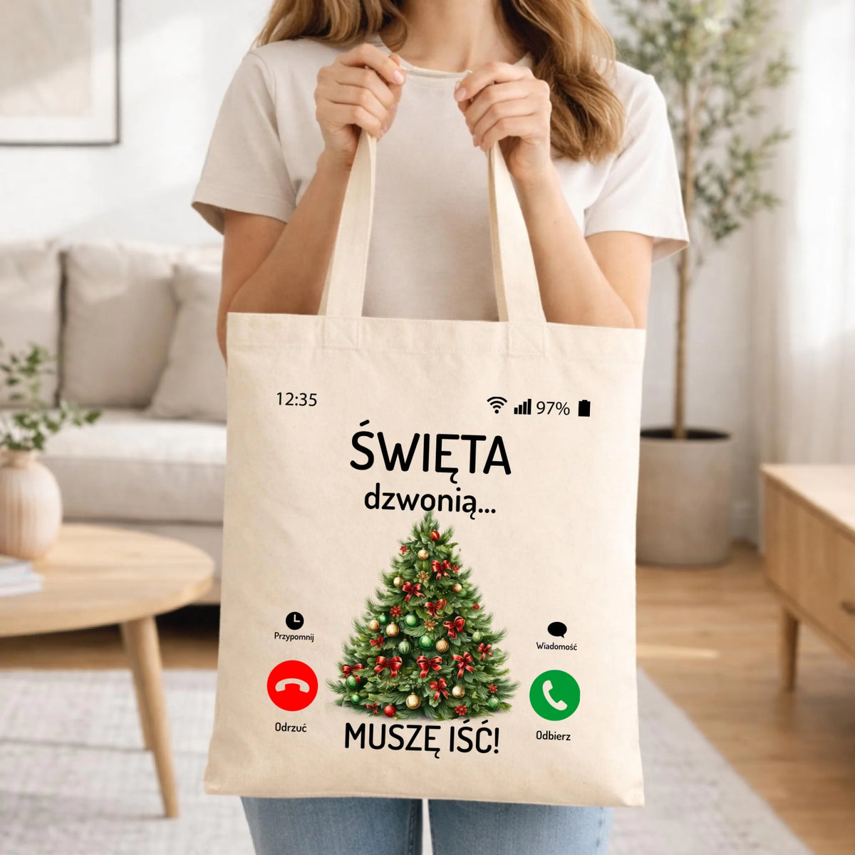Torba świąteczna - Choinka Święta dzwonią muszę iść BN124