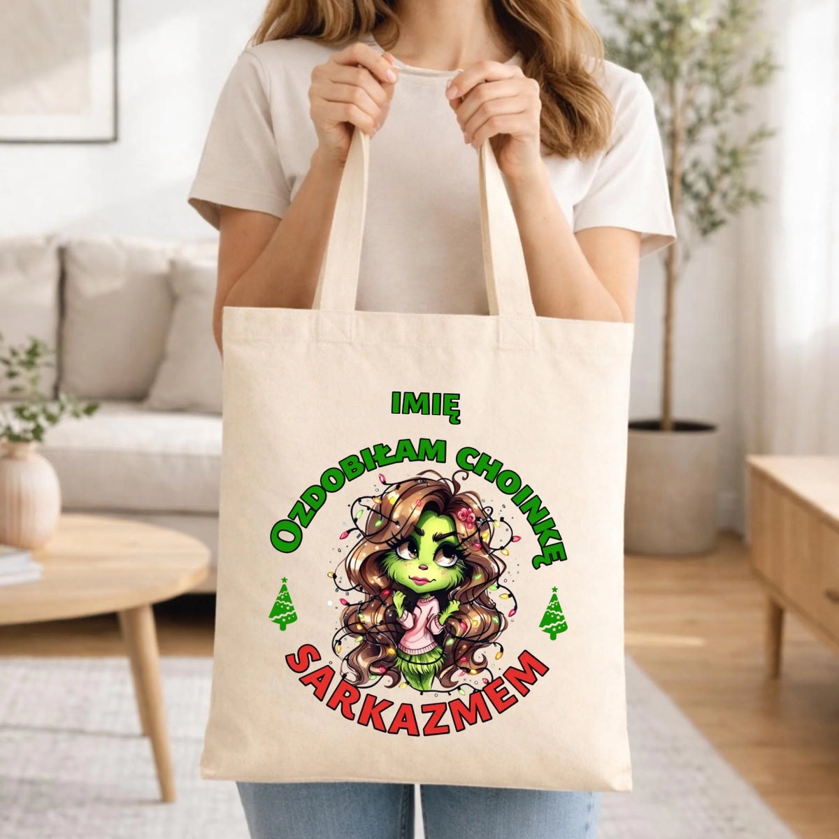Torba świąteczna - Grinch - Ozdobiłam choinkę sarkazmem - personalizowana BN115