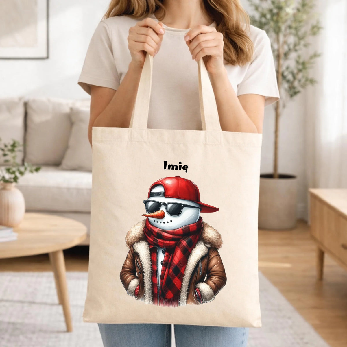 Torba świąteczna - Stylowy bałwan - personalizowana BN129