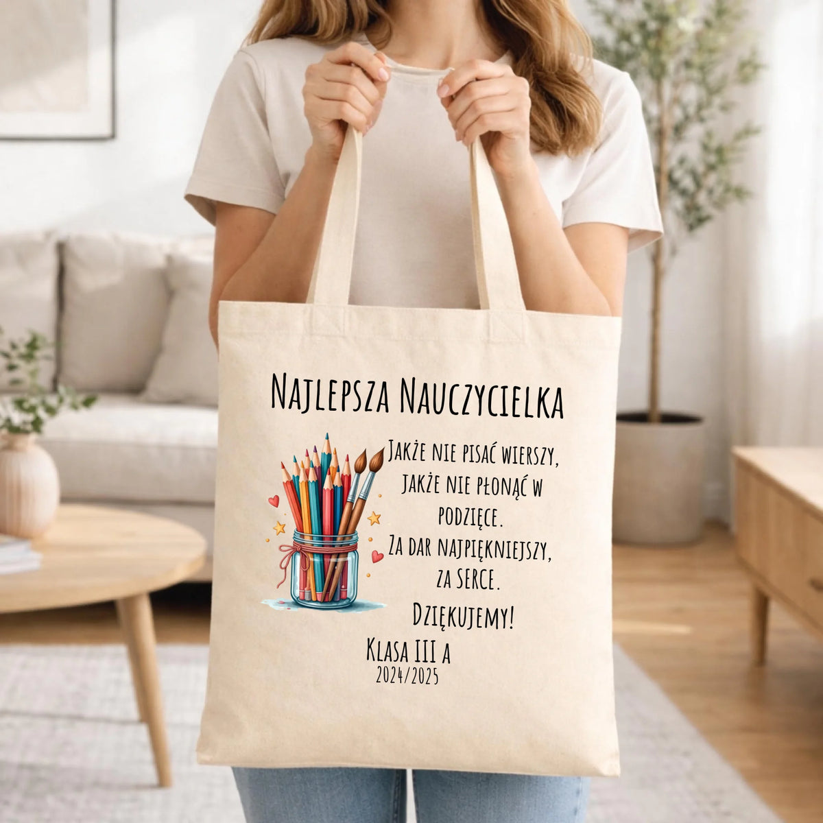 Torba dla nauczycielki - Najlepsza nauczycielka - Podziękowanie od klasy - personalizowana N20