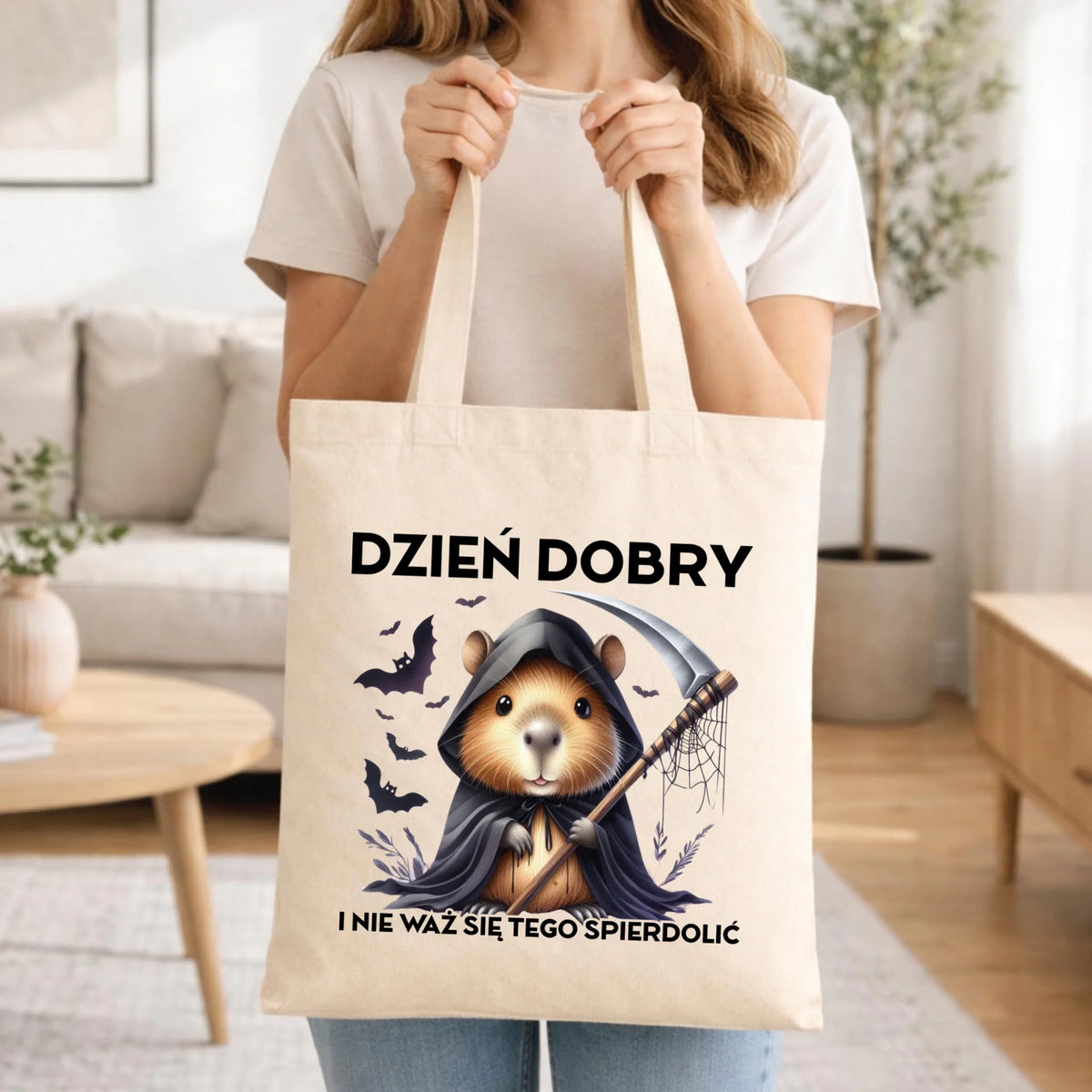 Torba halloweenowa - Kapibara Żniwiarz - Dzień dobry - bez cenzury HL20