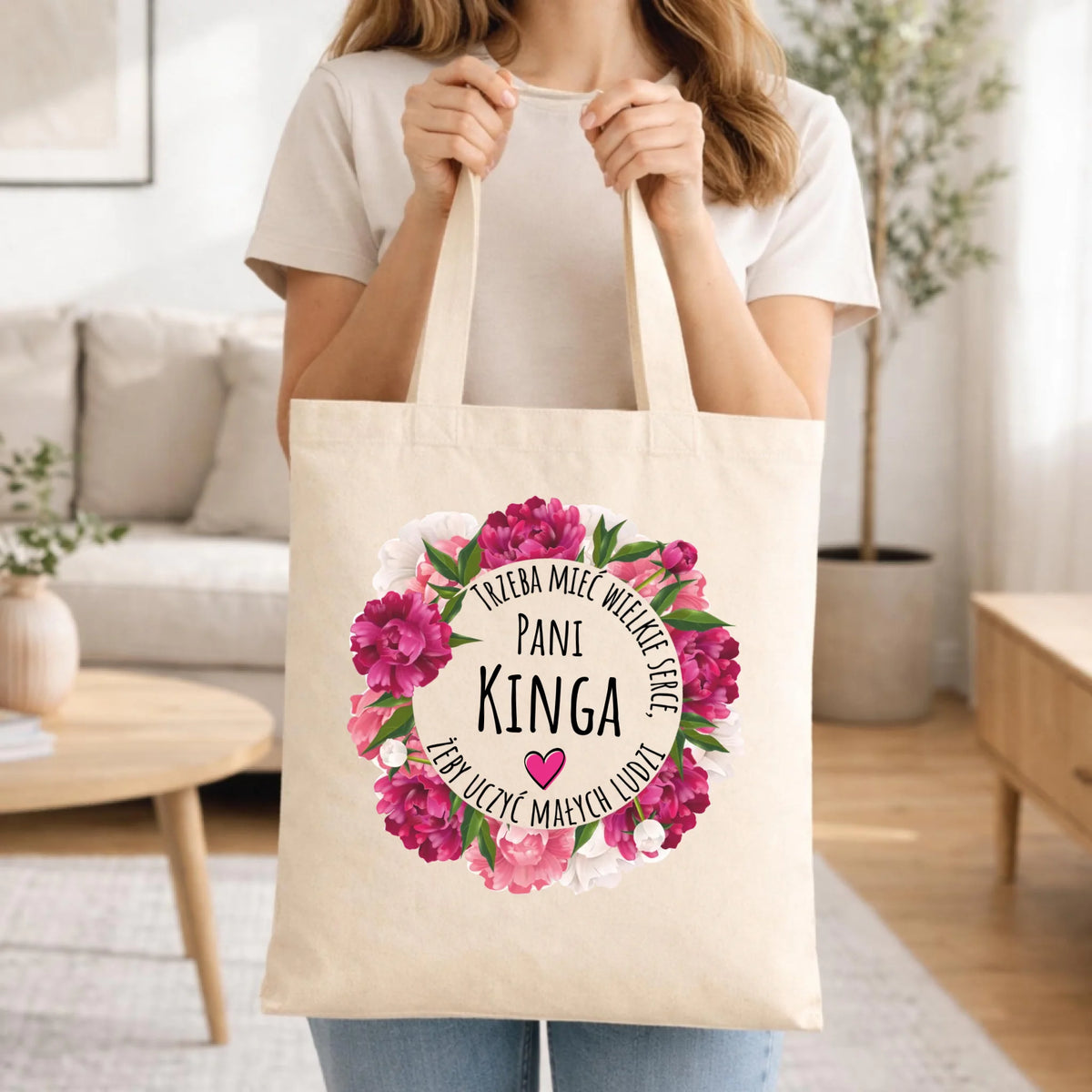 Torba dla nauczycielki - Trzeba mieć wielkie serce - personalizowana N18