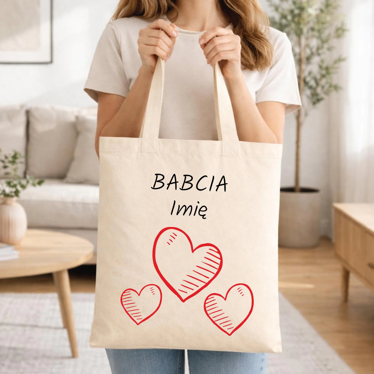 Torba dla babci - Serca - personalizowana B01
