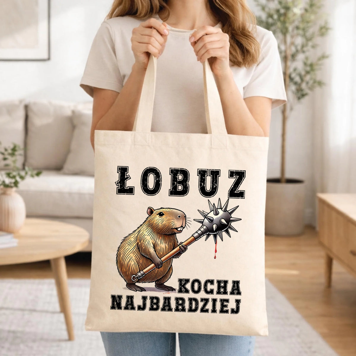 Torba - prezent dla chłopaka - Łobuz kapibara z maczugą DCH17