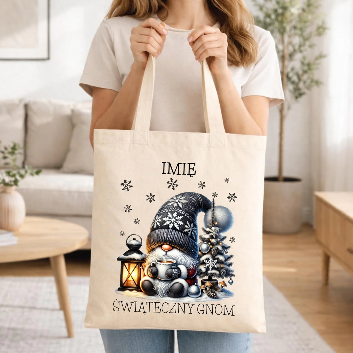 Torba świąteczna - Gnom z czekoladą - personalizowana BN41