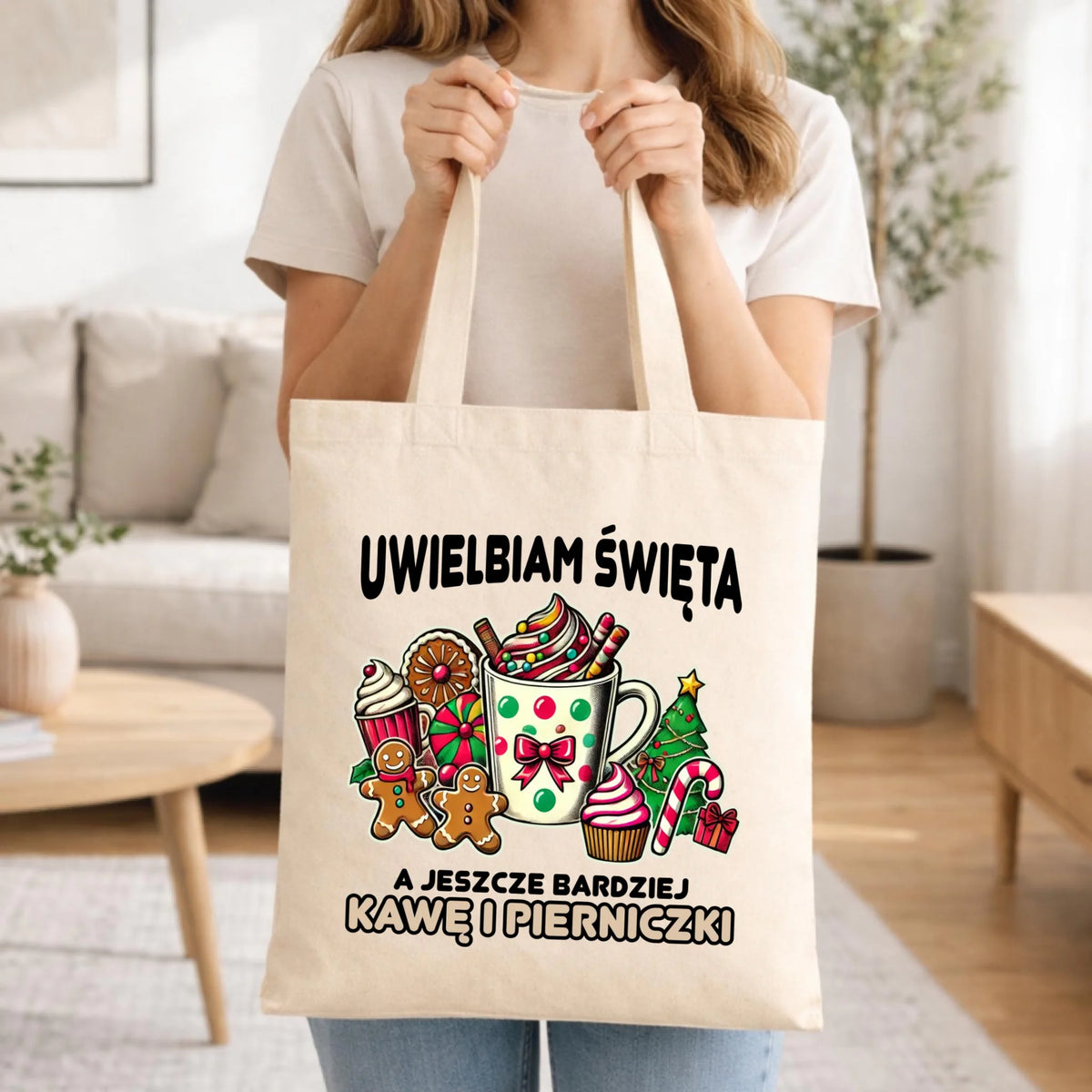 Torba świąteczna - Uwielbiam święta kawę i pierniczki BN47