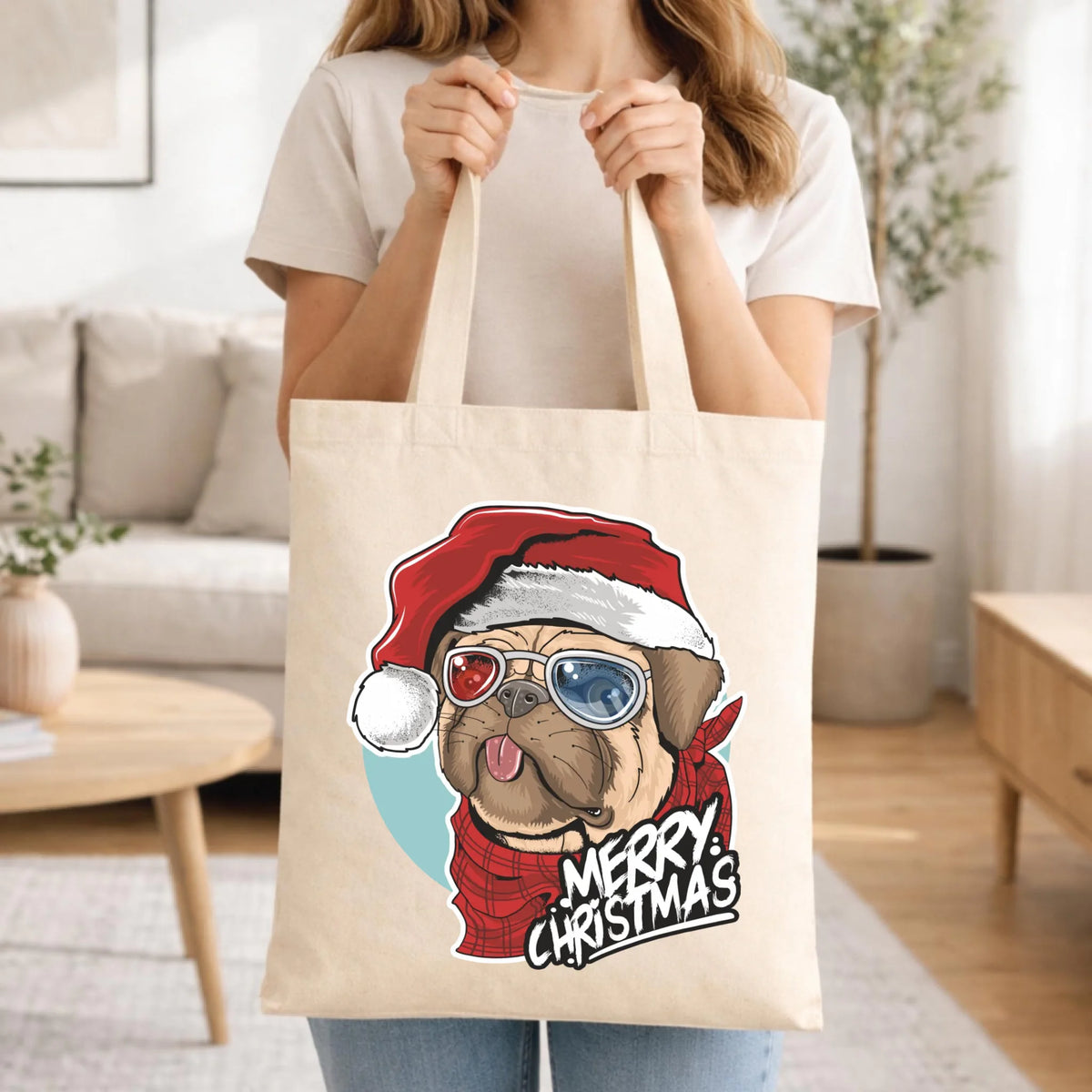 Torba świąteczna - Mops Merry Christmas BN62
