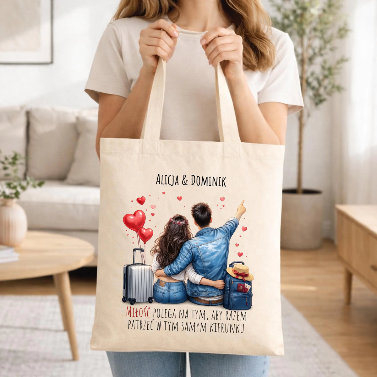 Torba dla par - Para w podróży miłość - personalizowana W12