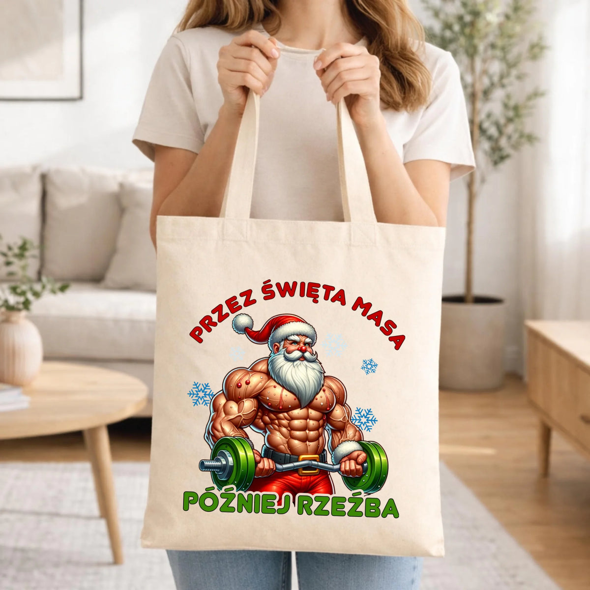 Torba świąteczna - Mikołaj na siłowni - Przez święta masa, później rzeźba BN139