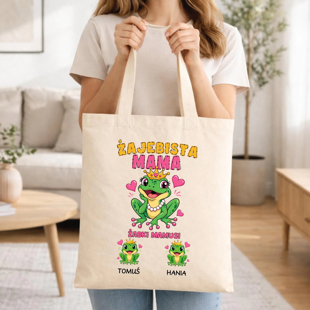 Torba dla mamy z imionami dzieci - Żabki Mamusi - personalizowana DM54