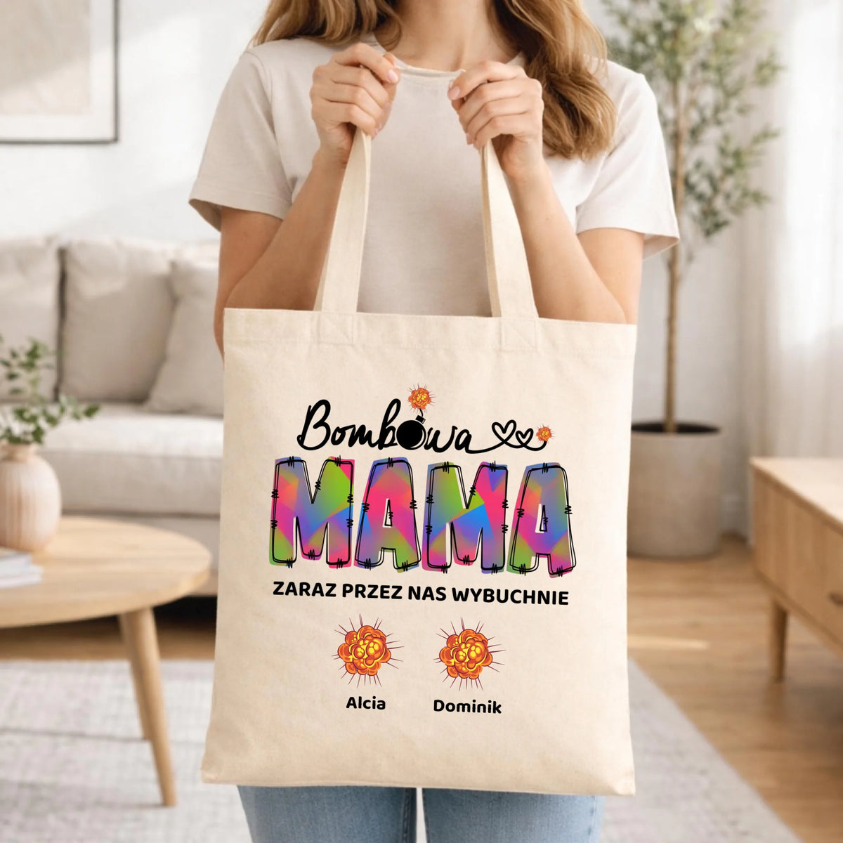 Torba dla mamy z imionami dzieci - Bombowa mama - personalizowana DM53
