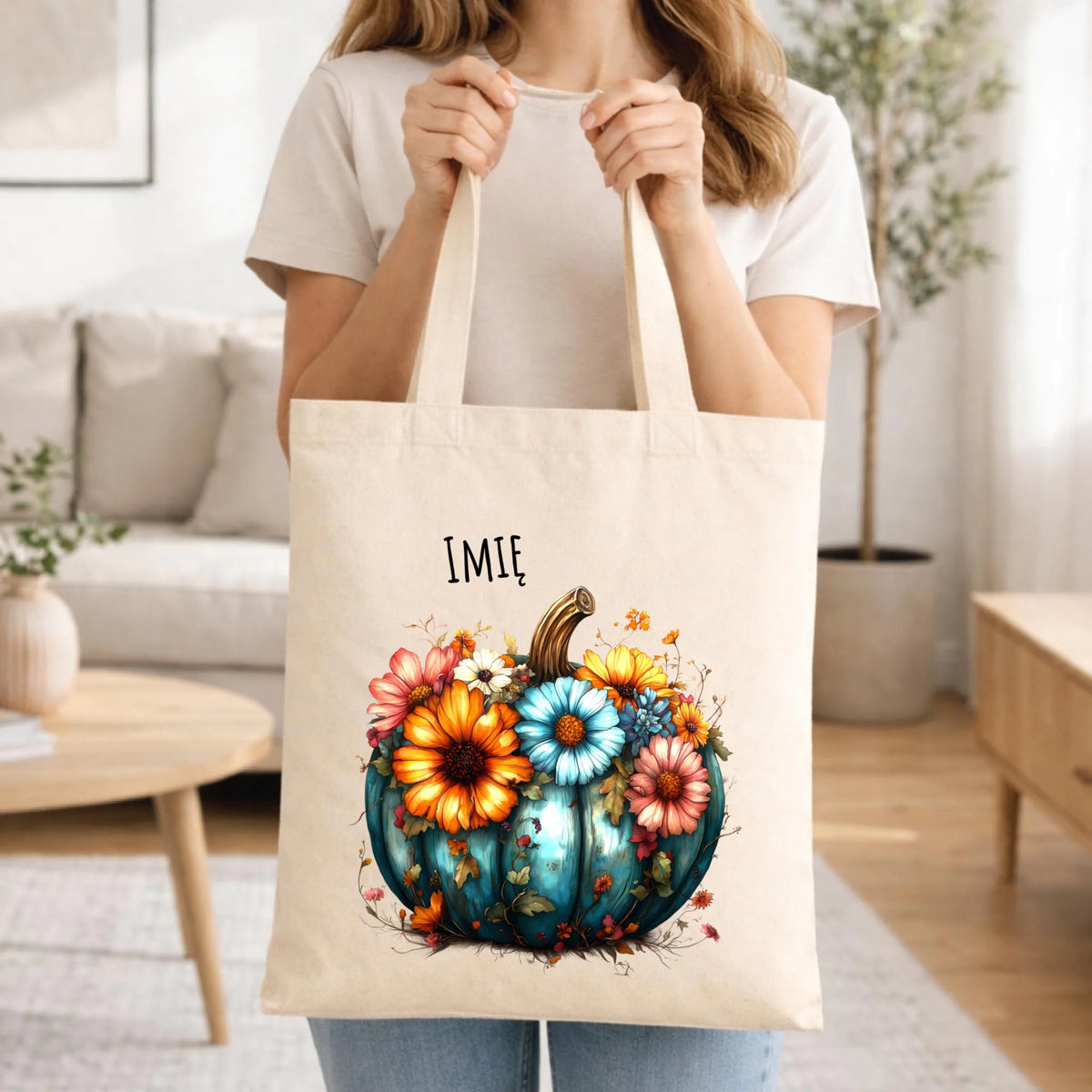 Torba jesienna - Kwiatowa dynia - personalizowana JS27