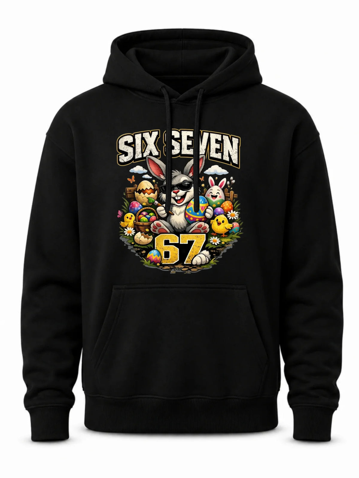 Bluza męska z kapturem wielkanocna - Zając Six Seven 67 WN10