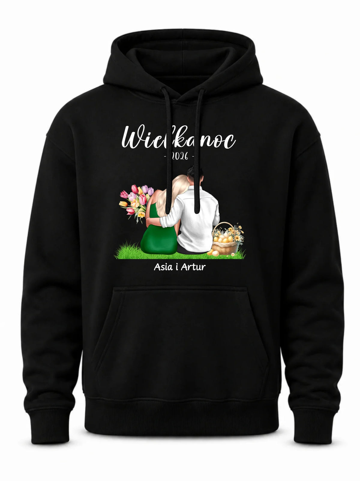 Bluza męska z kapturem na Wielkanoc dla par - personalizowana WN36
