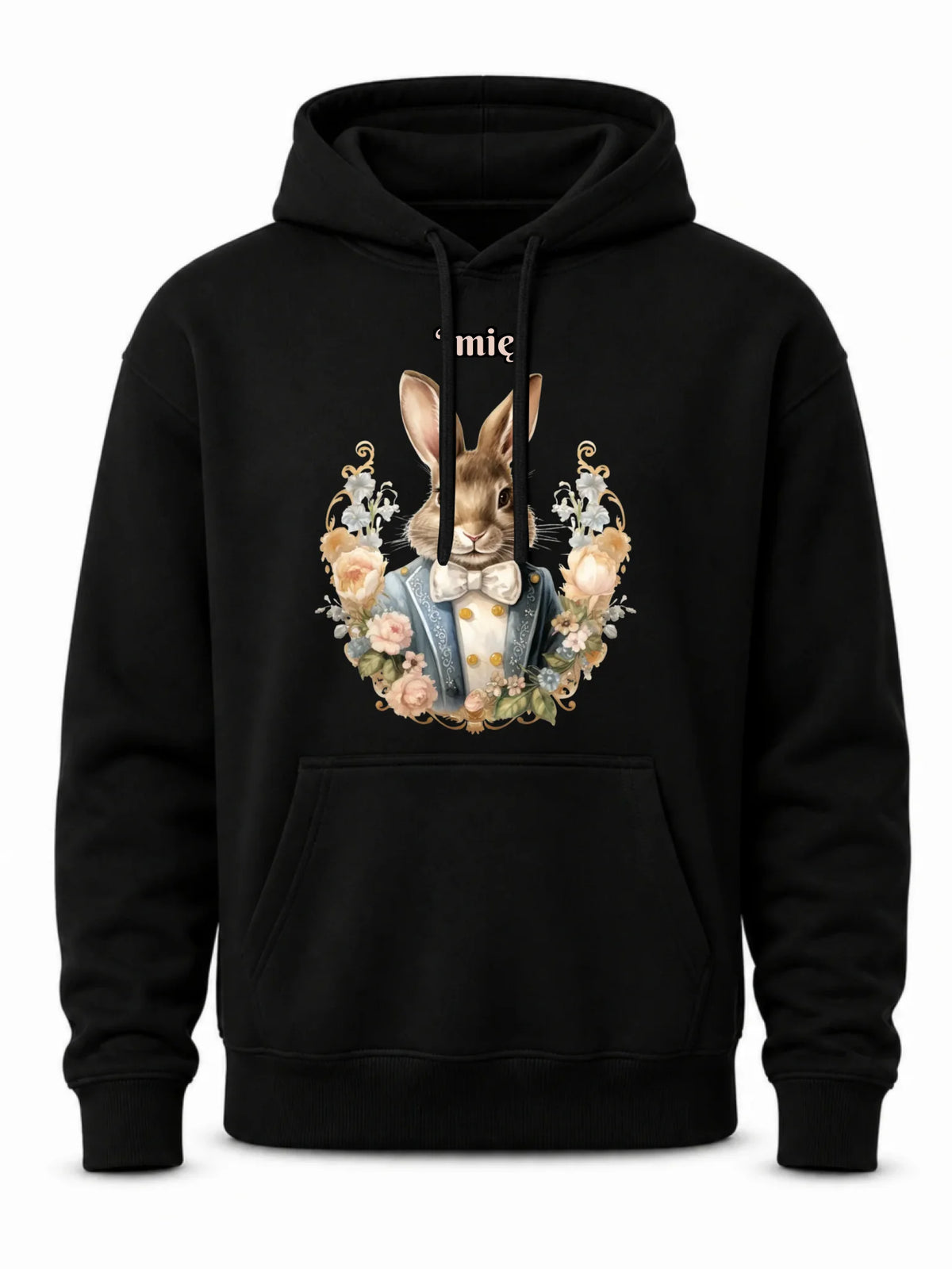 Bluza męska z kapturem na Wielkanoc - Elegancki Pan Zając - personalizowana WN06