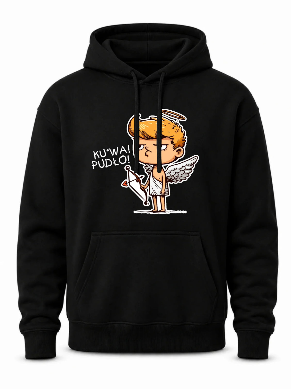 Bluza męska z kapturem - Aniołek z łukiem ku*wa pudło - bez cenzury W56