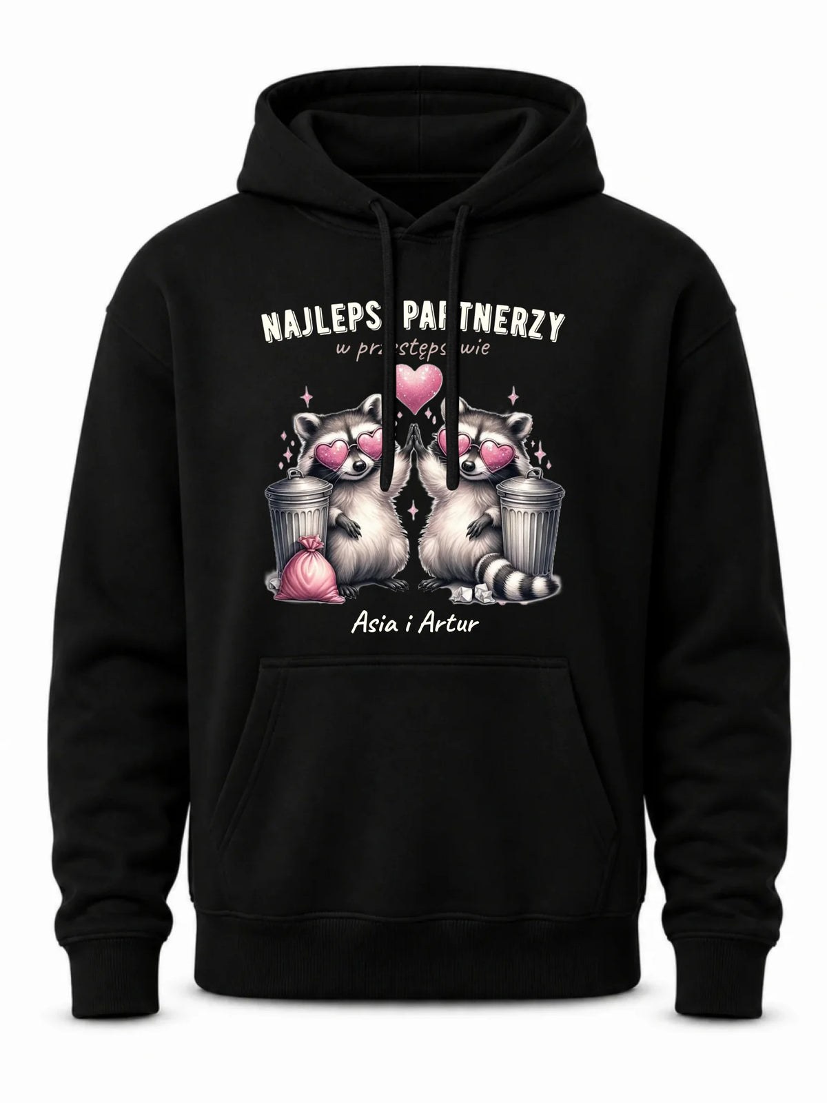 Bluza męska z kapturem dla par - Najlepsi partnerzy w przestępstwie - personalizowana W27