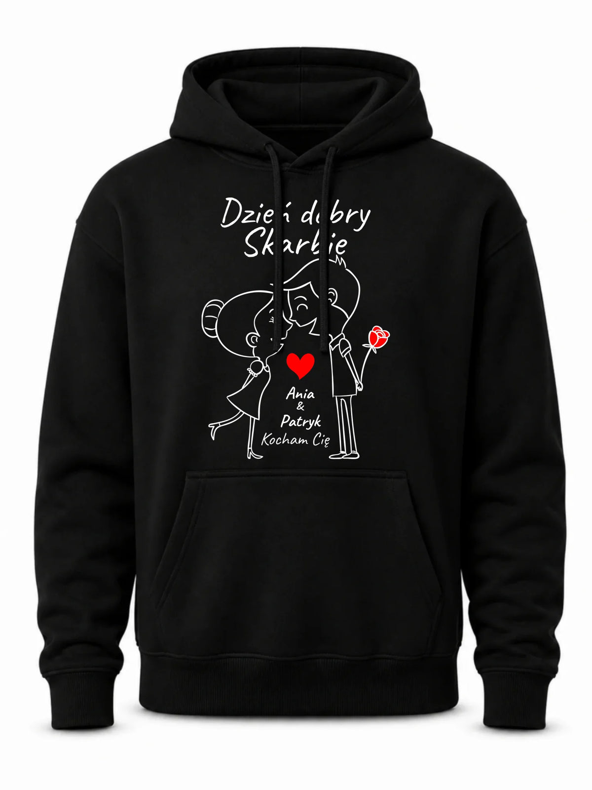 Bluza męska z kapturem dla par - Dzień dobry Skarbie - personalizowana W15