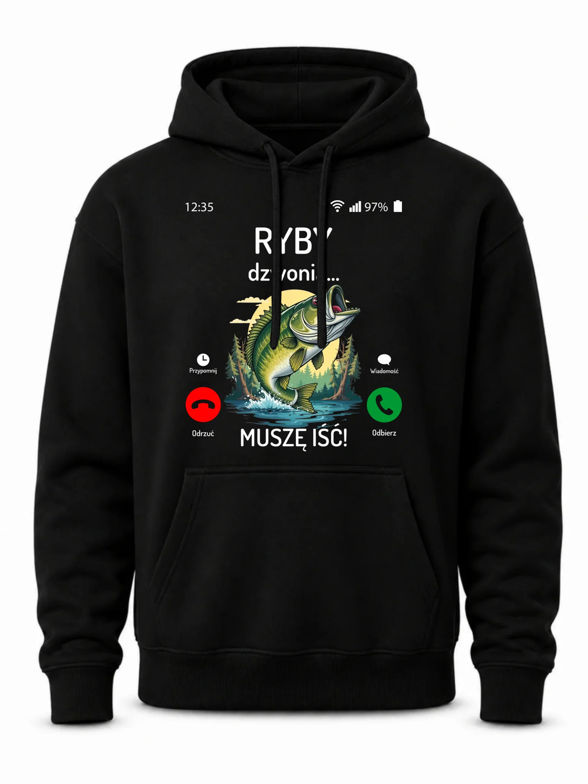 Bluza z kapturem dla dziadka wędkarza - Ryby dzwonią muszę iść D37