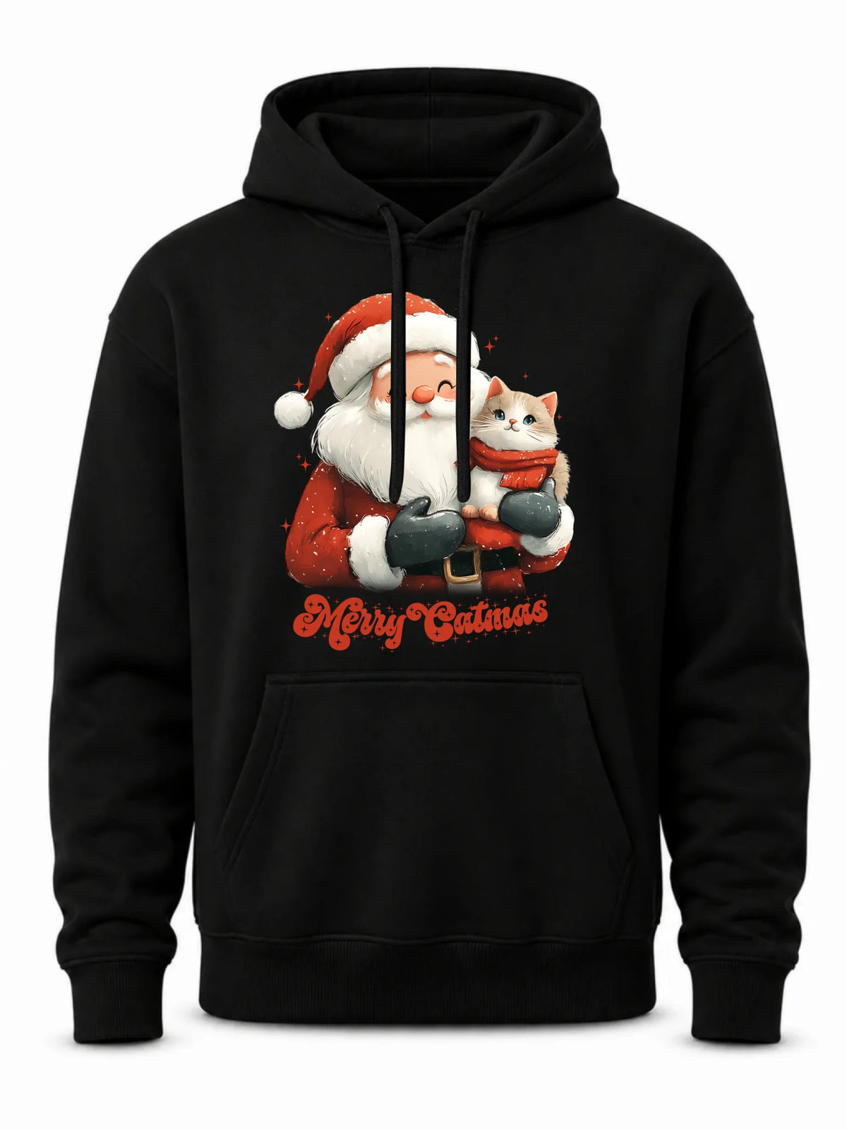 Bluza męska z kapturem świąteczna - Z kotem Merry Catmas BN38