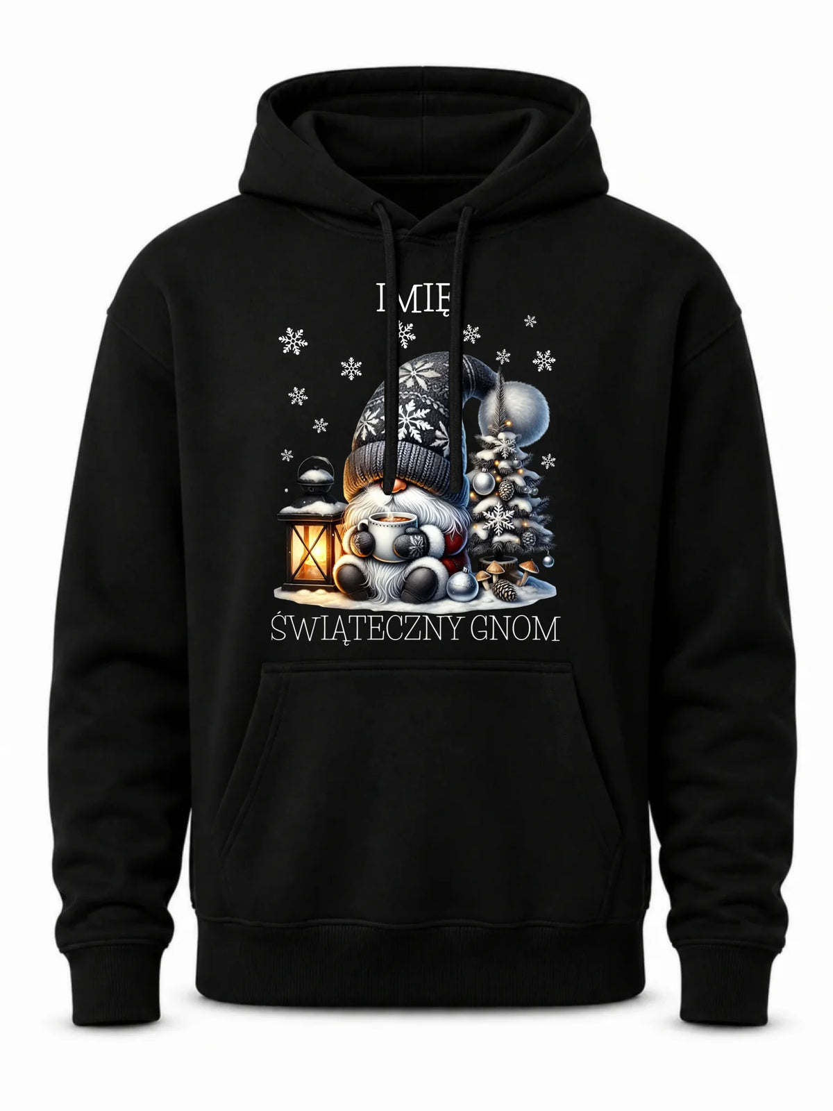 Bluza męska z kapturem świąteczna - Gnom z czekoladą - personalizowana BN41