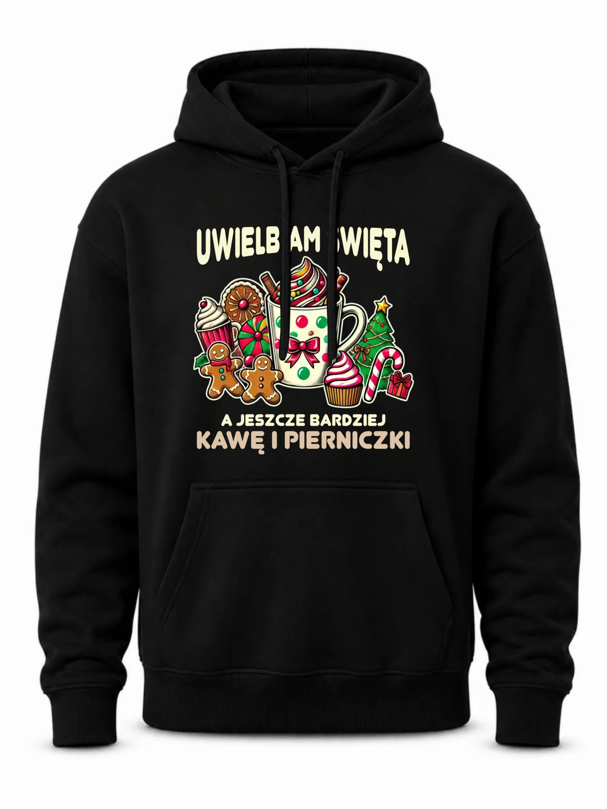Bluza męska z kapturem świąteczna - Uwielbiam święta kawę i pierniczki BN47