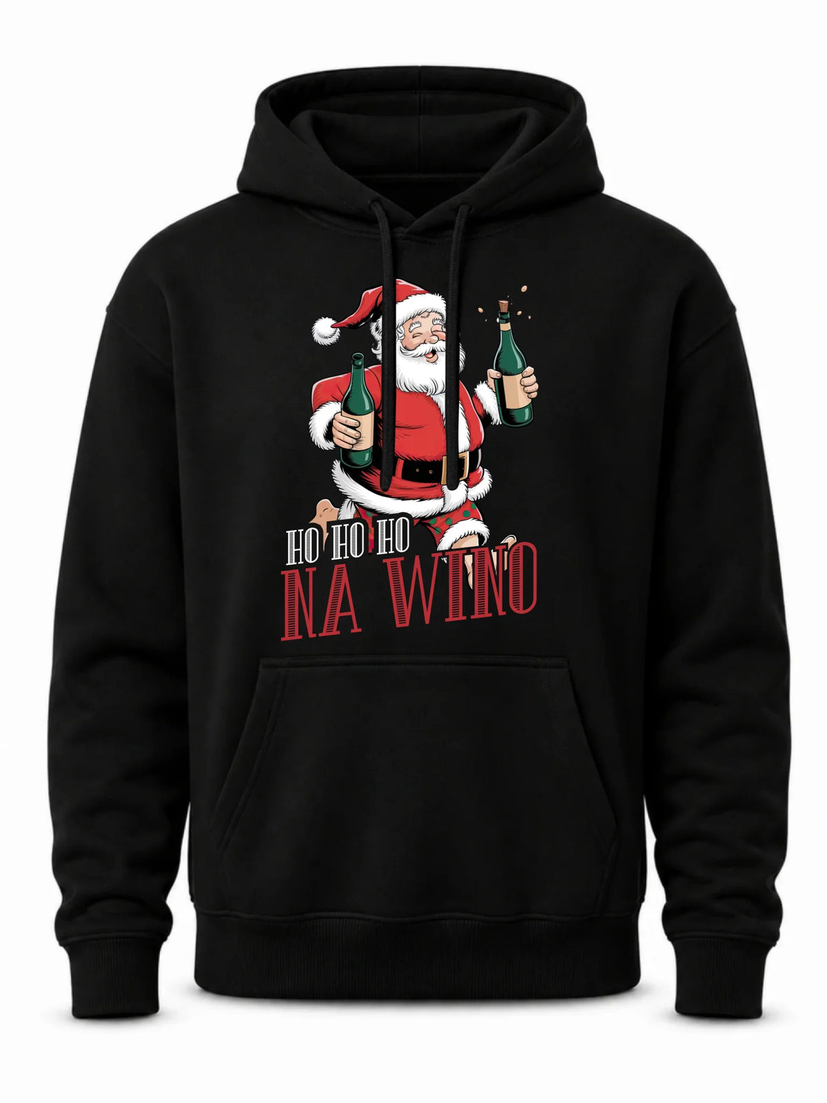 Bluza męska z kapturem świąteczna - Mikołaj Ho ho ho na wino BN61