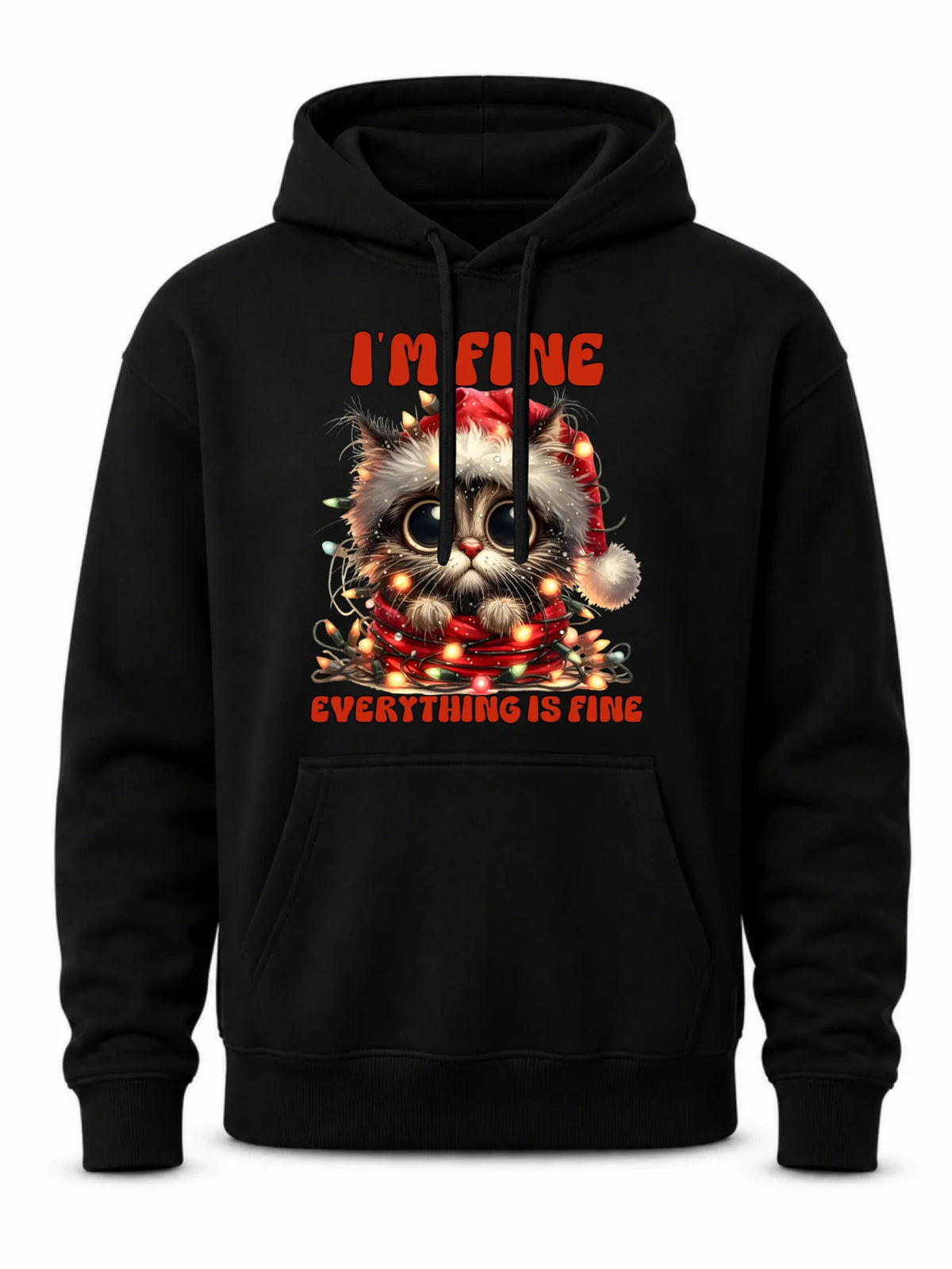 Bluza męska z kapturem świąteczna - Kotek I'm fine everything is fine BN67