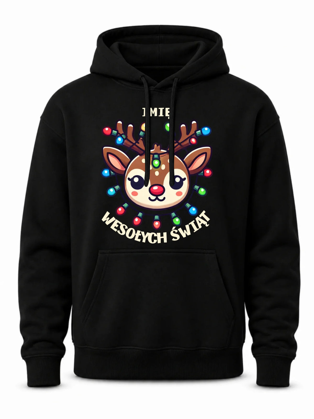 Bluza męska z kapturem świąteczna - Renifer Wesołych Świąt - personalizowana BN72