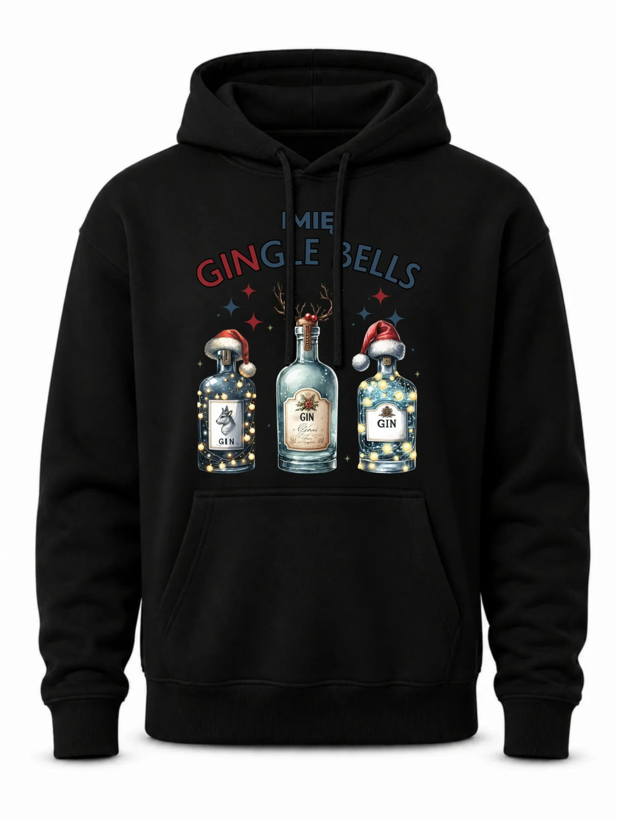 Bluza męska z kapturem świąteczna - Gin Gingle bells - personalizowana BN68