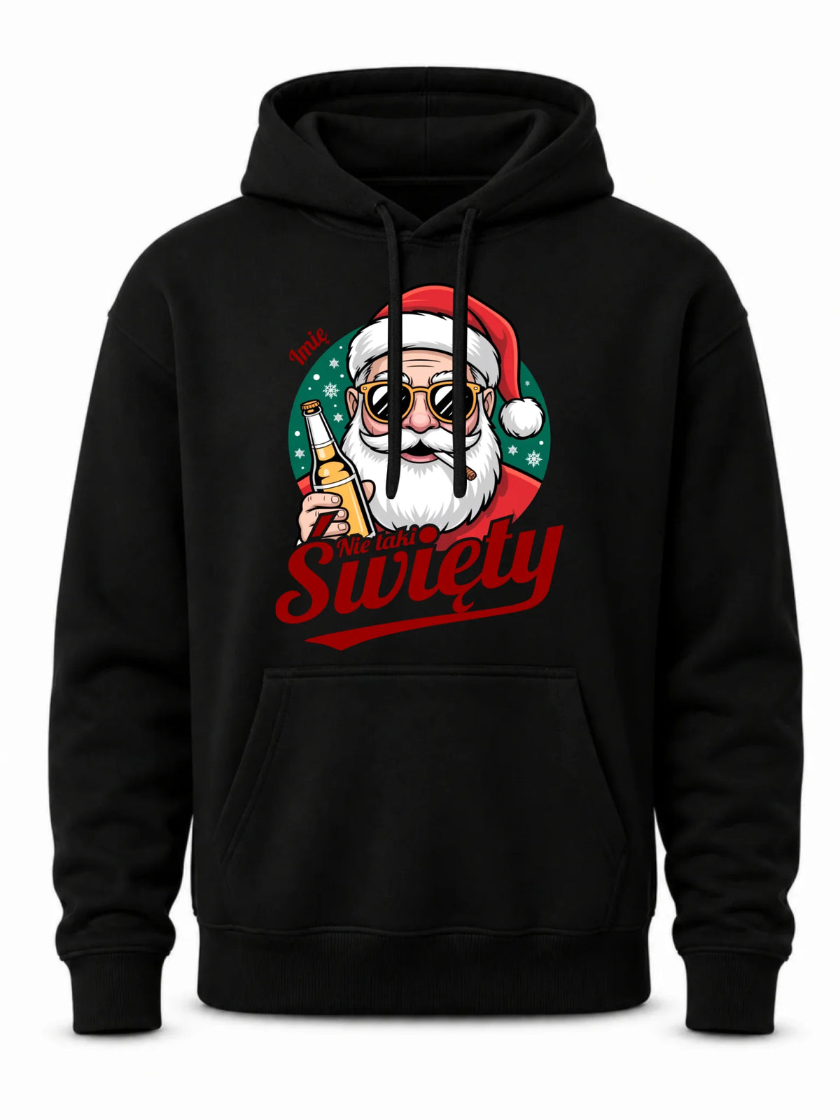 Bluza męska z kapturem świąteczna - Mikołaj nie taki święty - personalizowana BN80