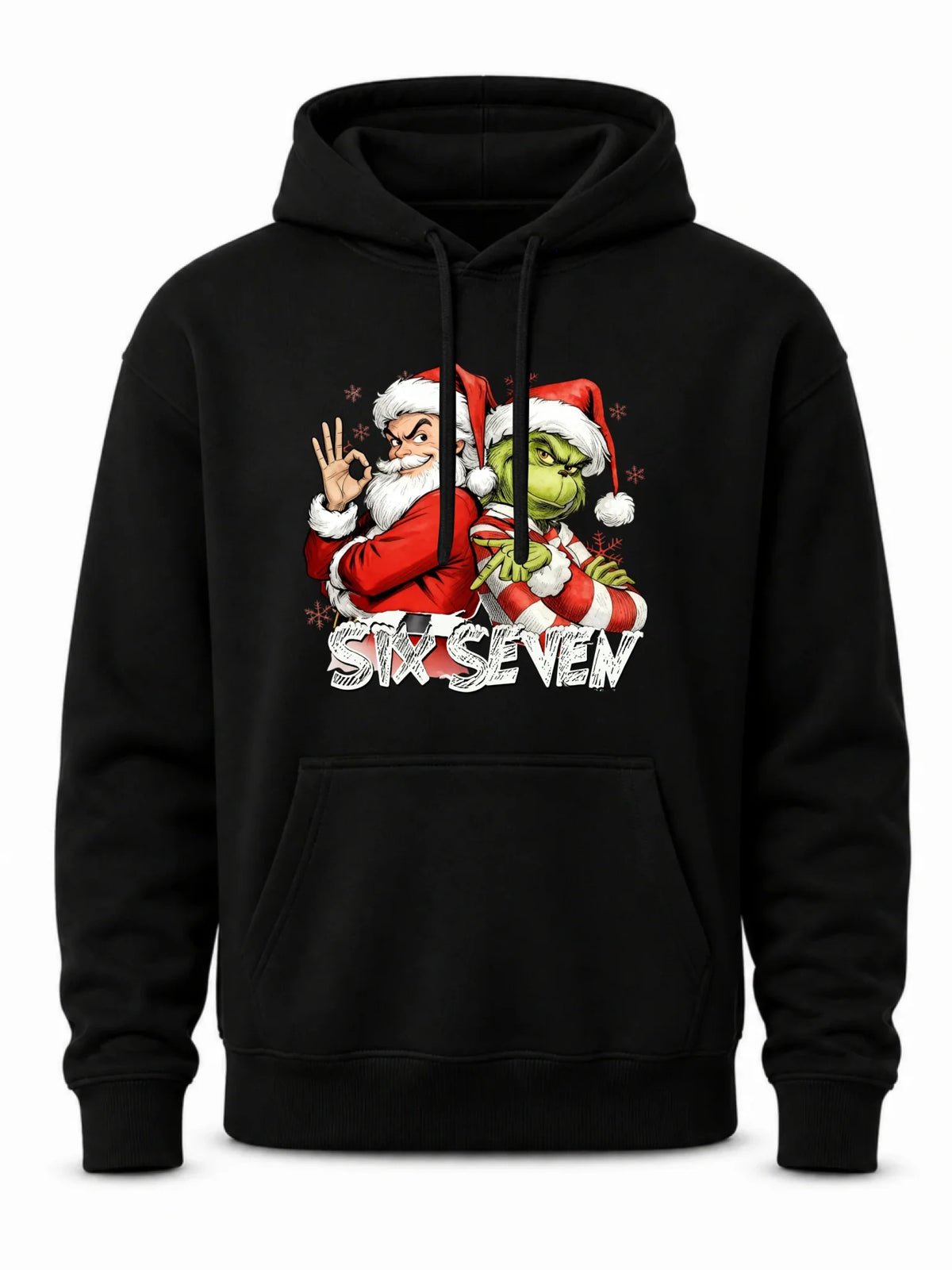 Bluza męska z kapturem świąteczna - Mikołaj i Grinch six seven 67 BN148