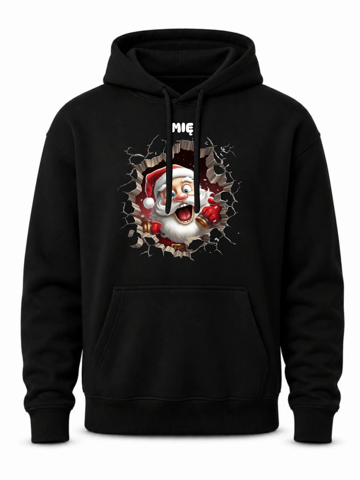 Bluza męska z kapturem świąteczna - Mikołaj 3D - personalizowana BN85