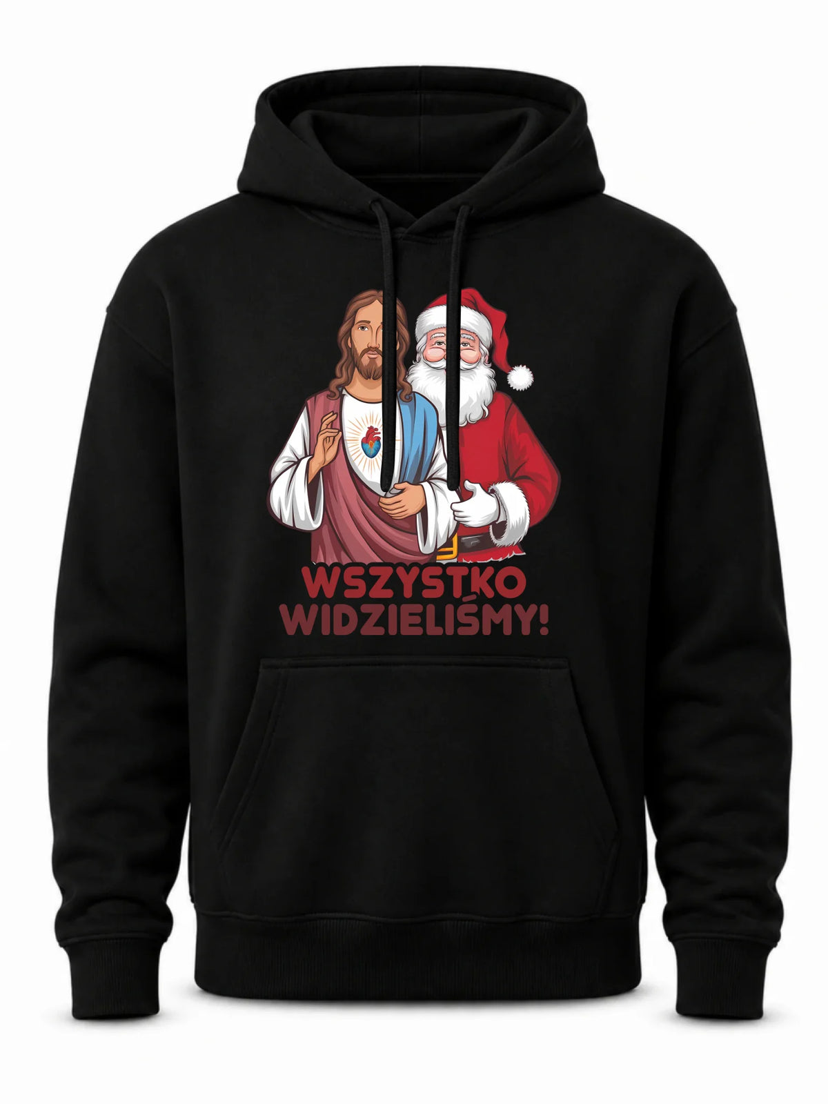Bluza męska z kapturem świąteczna - Jezus i Mikołaj Wszystko widzieliśmy BN89