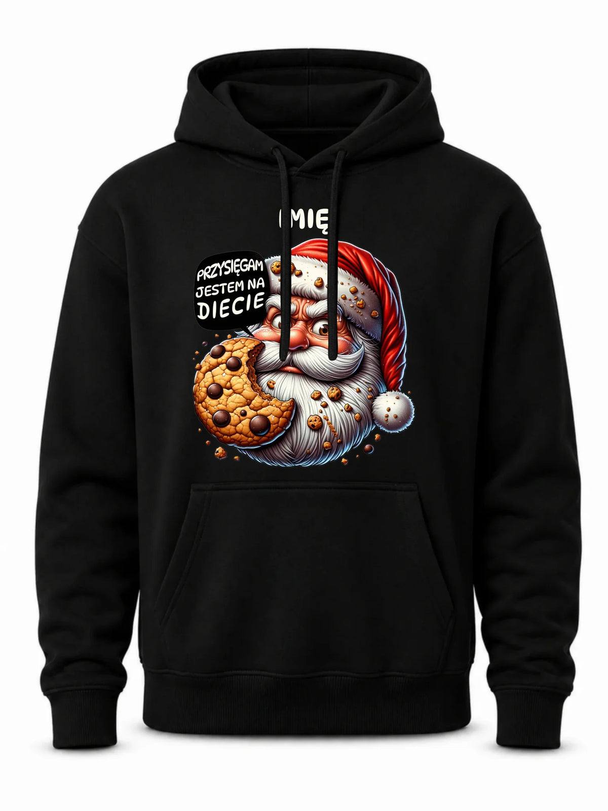 Bluza męska z kapturem świąteczna - Mikołaj Przysięgam jestem na diecie - personalizowana BN97