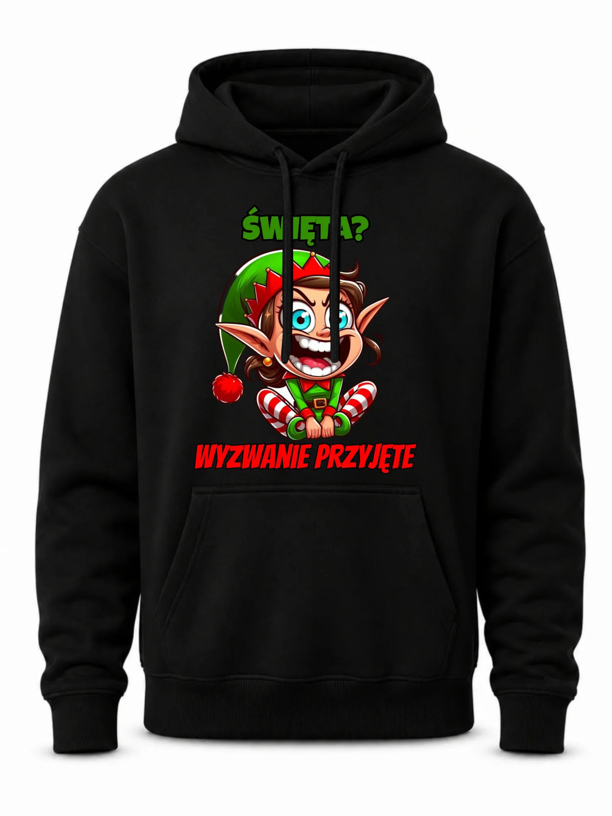 Bluza męska z kapturem świąteczna - Skrzat Wyzwanie przyjęte BN100