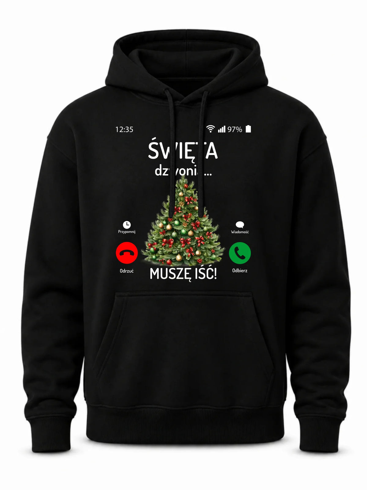 Bluza męska z kapturem świąteczna - Choinka Święta dzwonią muszę iść BN124