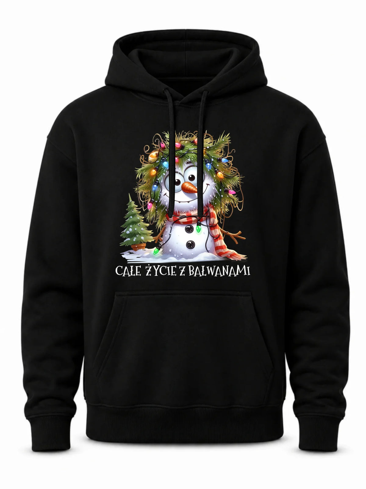 Bluza męska z kapturem świąteczna - Całe życie z bałwanami BN125