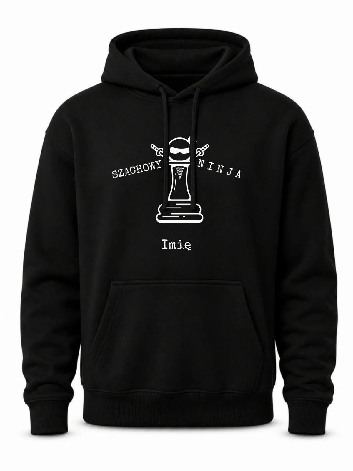 Bluza męska z kapturem dla szachisty - Szachowy ninja - personalizowana HSZ01