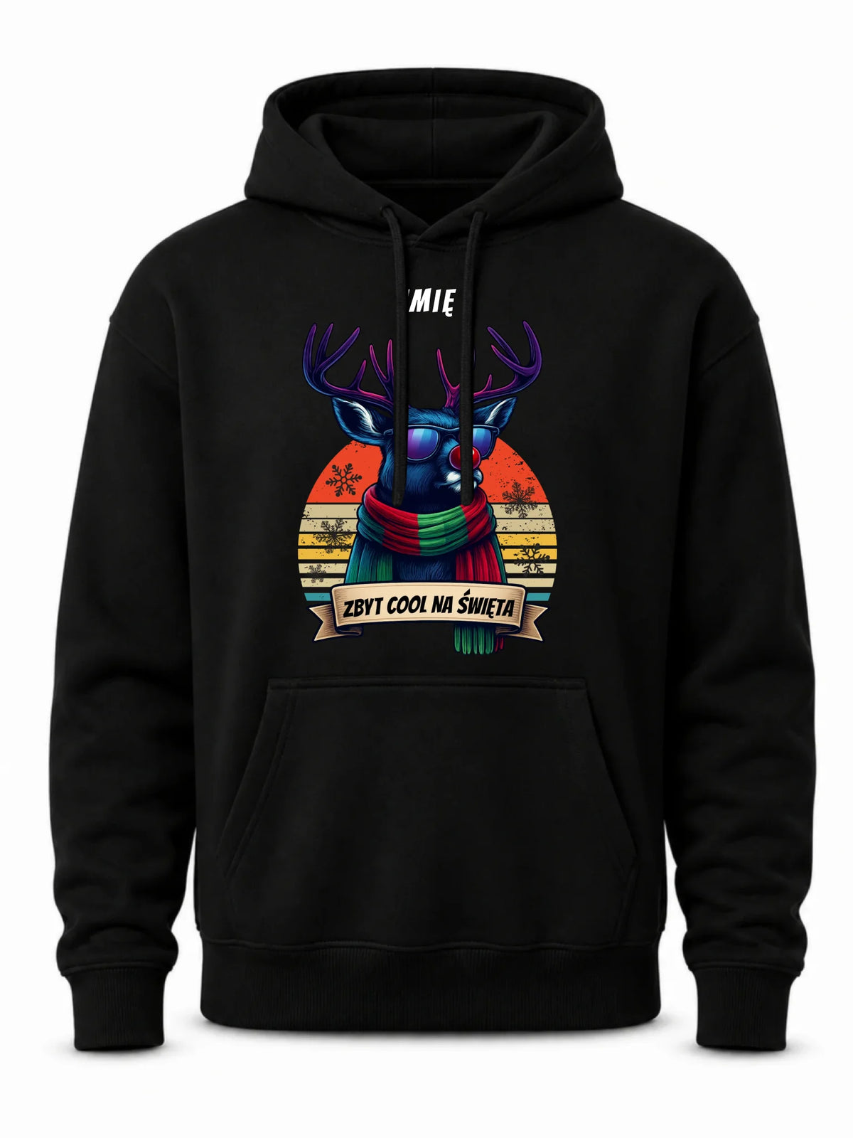 Bluza męska z kapturem świąteczna z reniferem - Zbyt cool na święta - personalizowana BN128