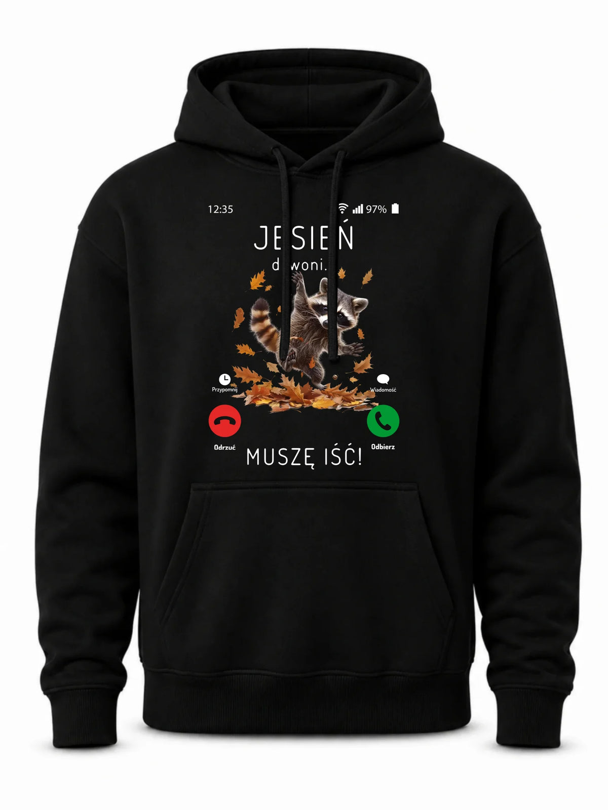 Bluza męska z kapturem jesienna - Jesień dzwoni muszę iść JS18