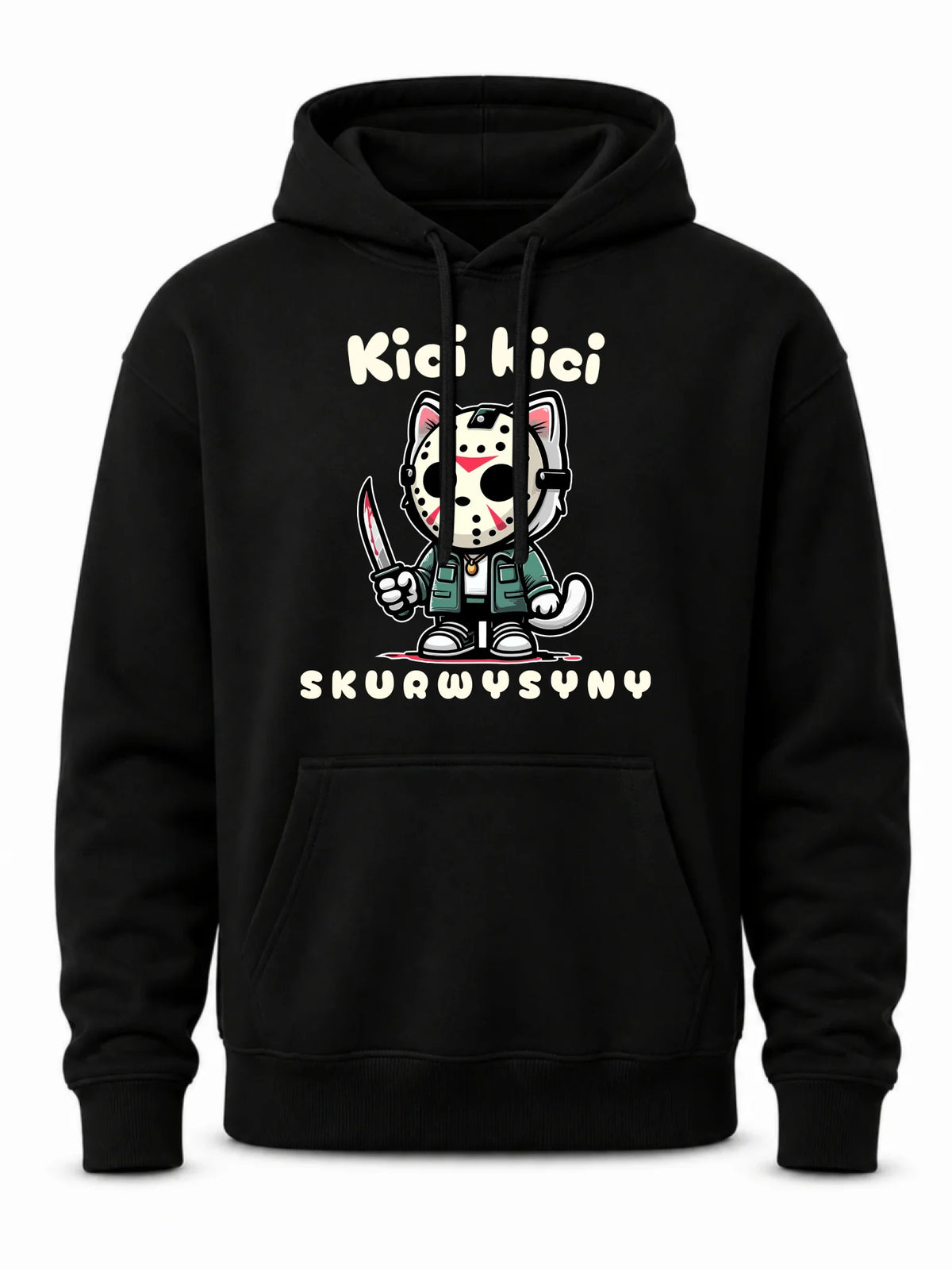 Bluza męska z kapturem na Halloween - Kici kici sk*rwysyny - bez cenzury HL28