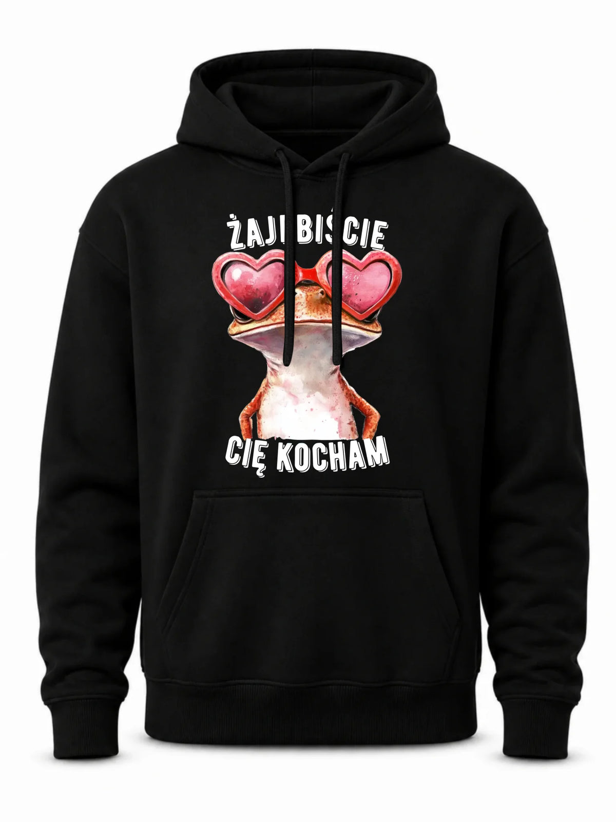 Bluza męska z kapturem dla par - Żajebiście Cię Kocham Żaba W17