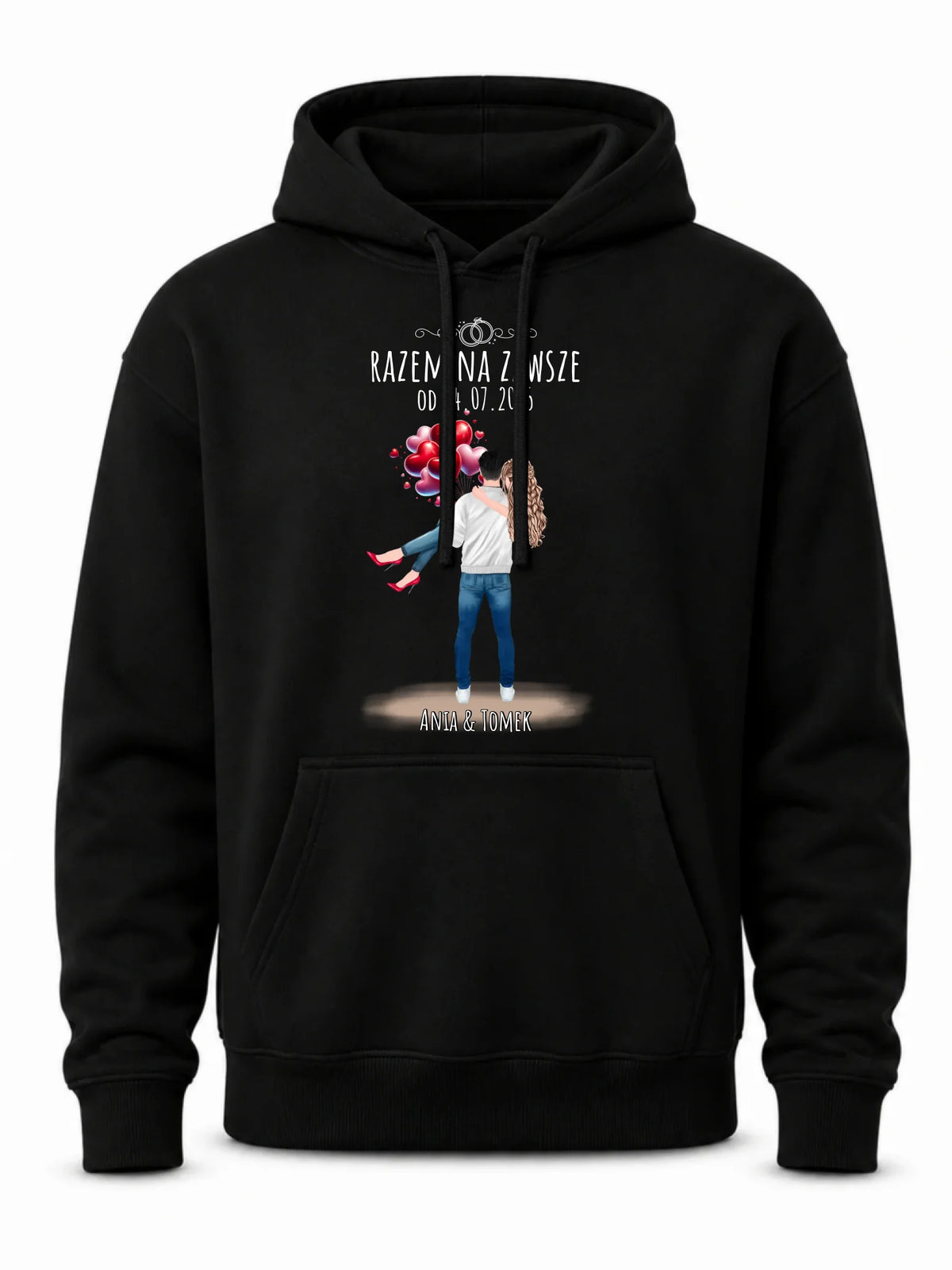Bluza męska z kapturem dla par na rocznicę - Razem na zawsze - personalizowana W14