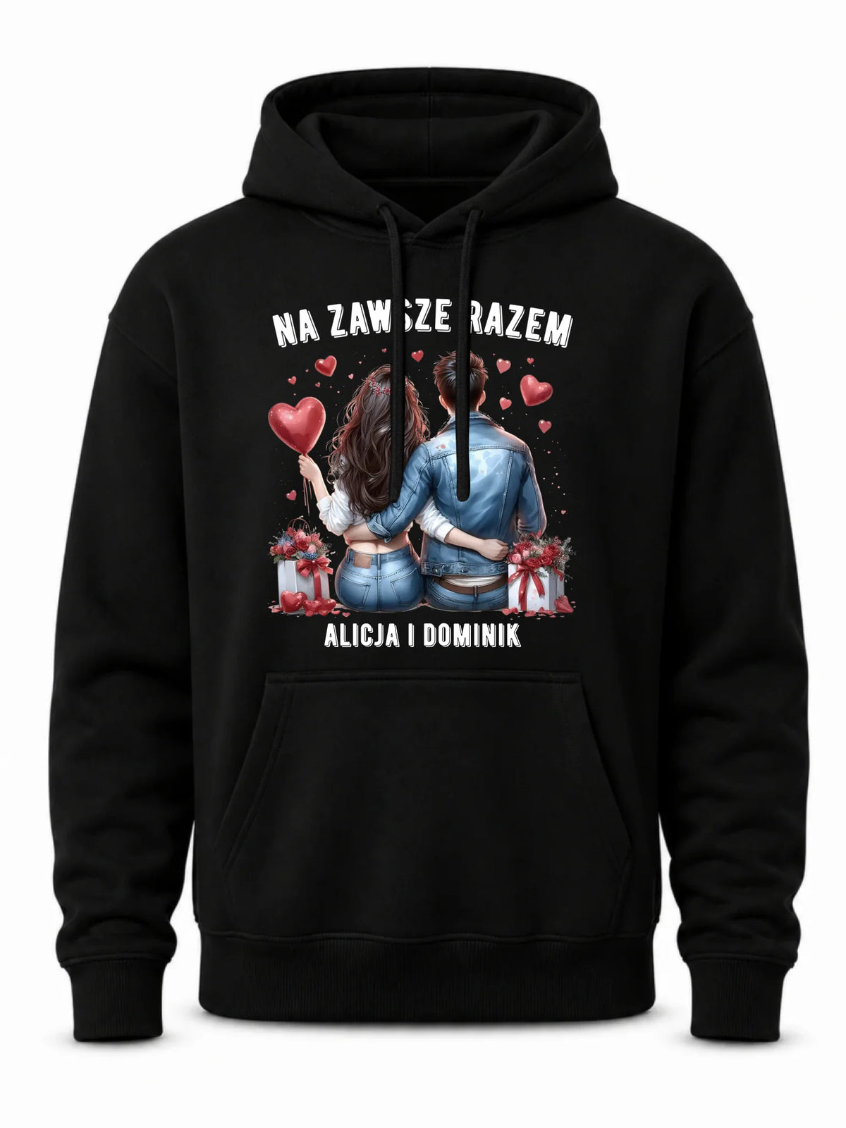 Bluza męska z kapturem dla par - Na zawsze razem - personalizowana W07