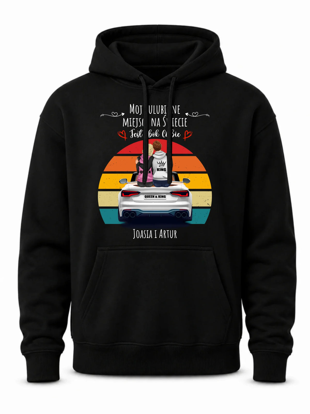 Bluza męska z kapturem dla par - Moje ulubione miejsce - personalizowana W06