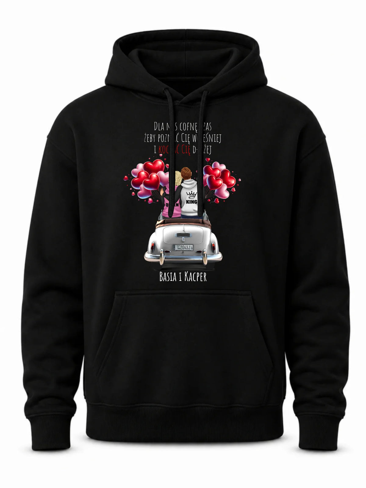 Bluza męska z kapturem dla par - Dla nas cofnę czas - personalizowana W08