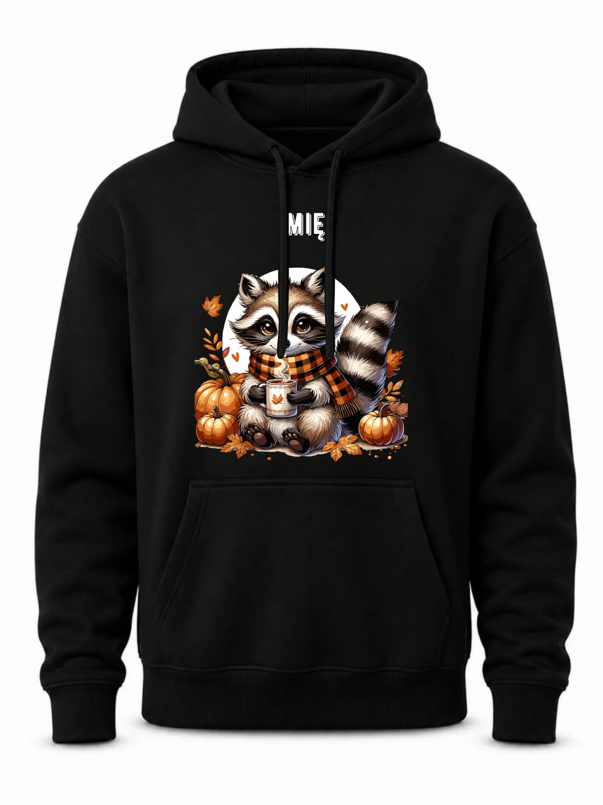 Bluza męska z kapturem jesienna – Szop z kawą i dyniami - personalizowana JS16